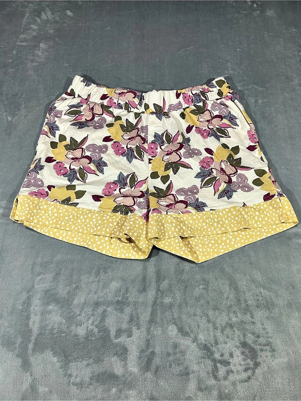 PACT Women’s Floral Knit Cotton Sleep Shorts Size M Multicolor Elastic Waist 3"